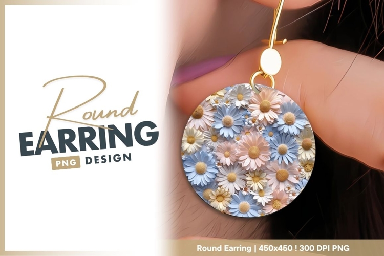 Pastel Daisy Flower Arrangement in a Circular round earring