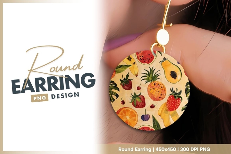 Watercolor Fruits Pattern Pineapple round earring