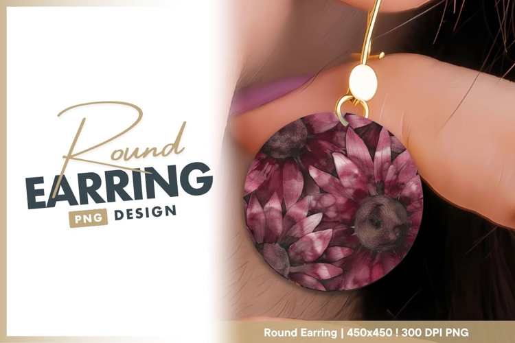 Watercolor Floral Arrangement in Circular round earring