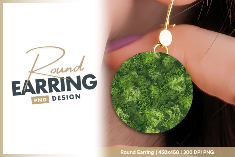 Overhead View of Lush Green Foliage in a Round Earring