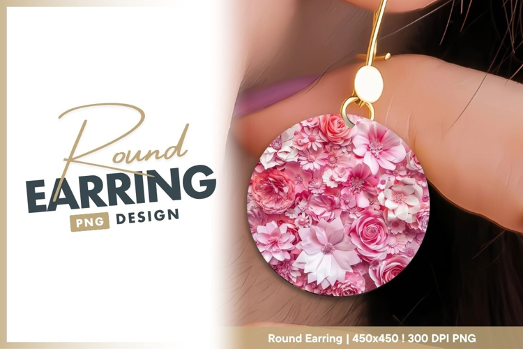 Pink Paper Flowers Arrangement in a Circle Round Earring