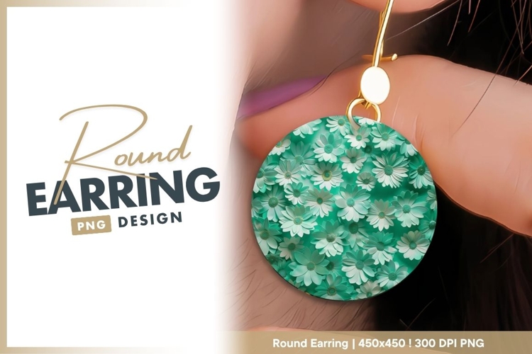 Turquoise and White Daisy Flowers Arranged Round Earring