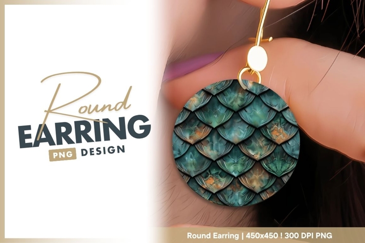 Circular Pattern of Teal and Bronze Round Earring Png