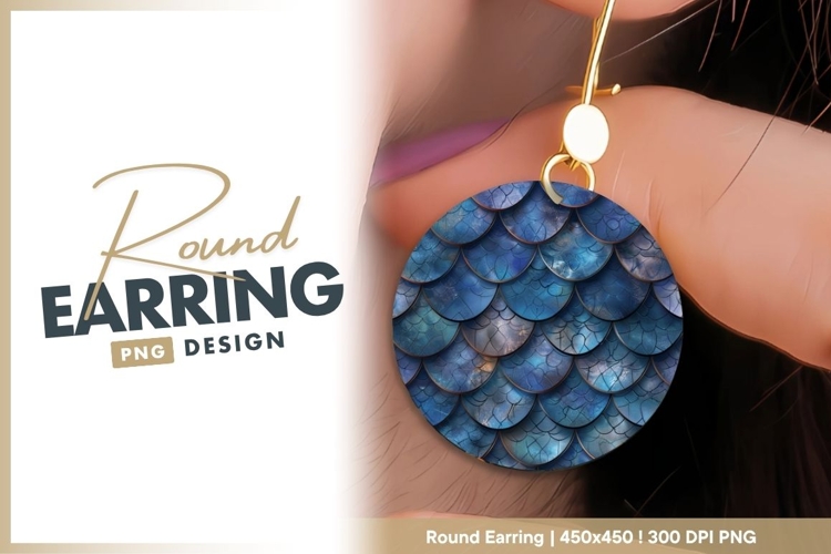 Blue and Teal Circular Pattern of Overlapping Round Earring