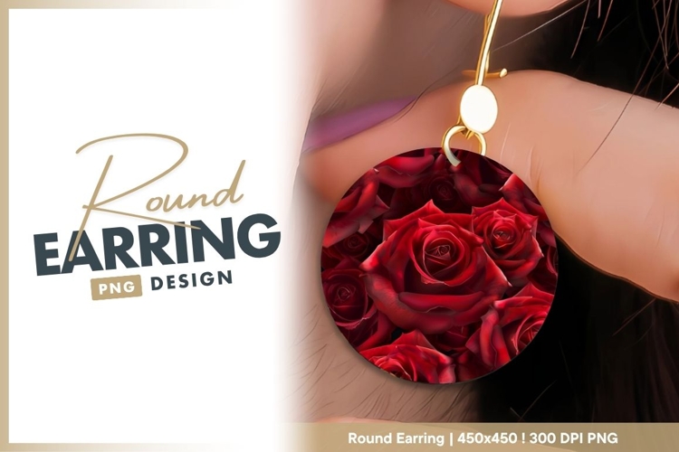 Close-up of Red Roses in a Circle on a Round Earring Png