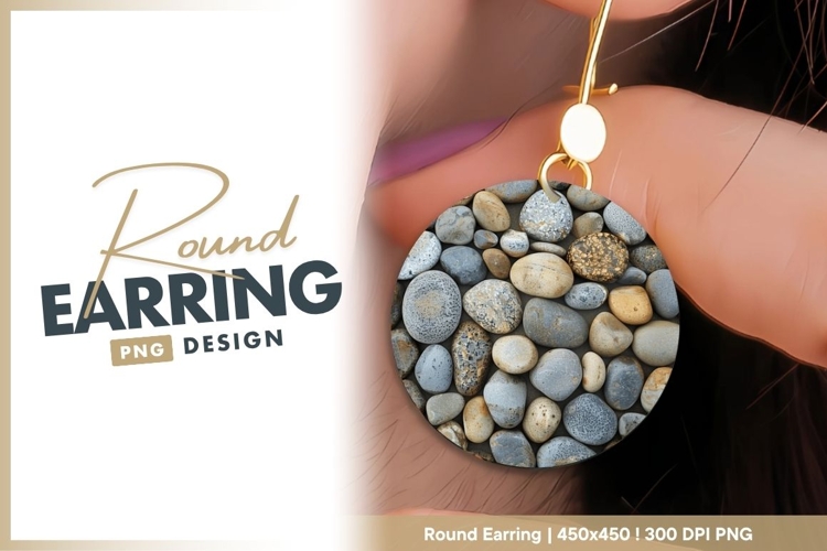 Circular Arrangement of Smooth River Rocks Round Earring Png