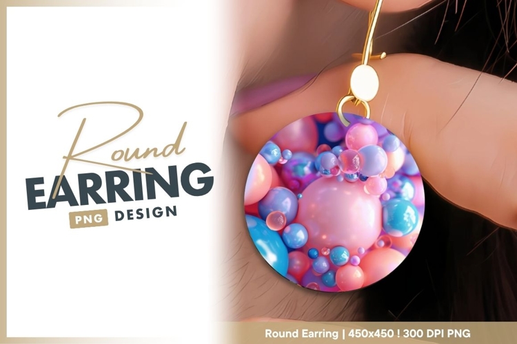 Abstract composition of colorful spheres in Round Earring