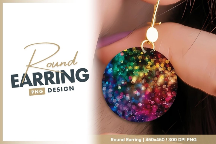 Colorful Bokeh Circle with Rainbow Round Earring Png example image 1