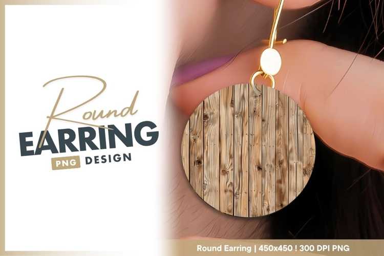 Circular Wooden Plank Texture with Round Earring Png example image 1