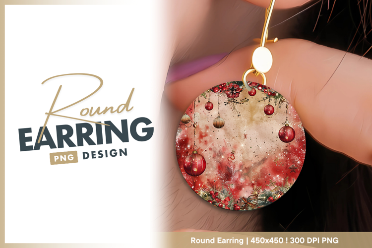 Elegant christmas ornaments holiday festive Round Earring
