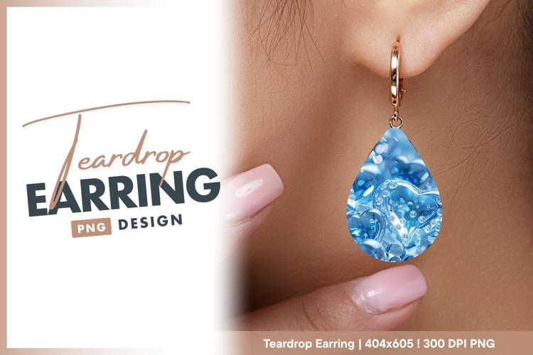 Blue heart jewels abstract background teardrop earring png