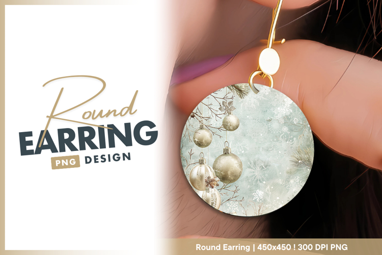 Elegant christmas baubles and snowflake round earring