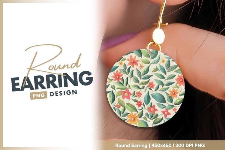 Floral pattern round earring png design