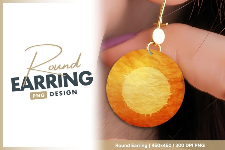 Textured circle round earring png