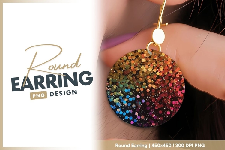 Round glitter earring jewelry fashion png design