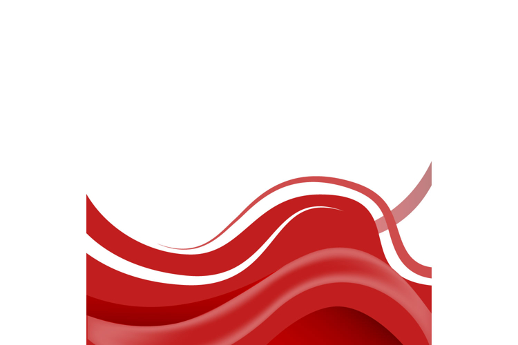 Red abstract wavy shapes transparent banner graphic