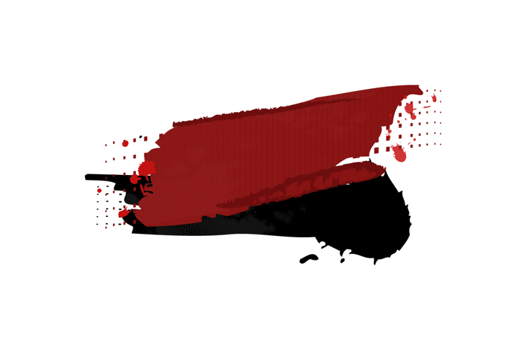 Red and black brush ink stroke abstract element design