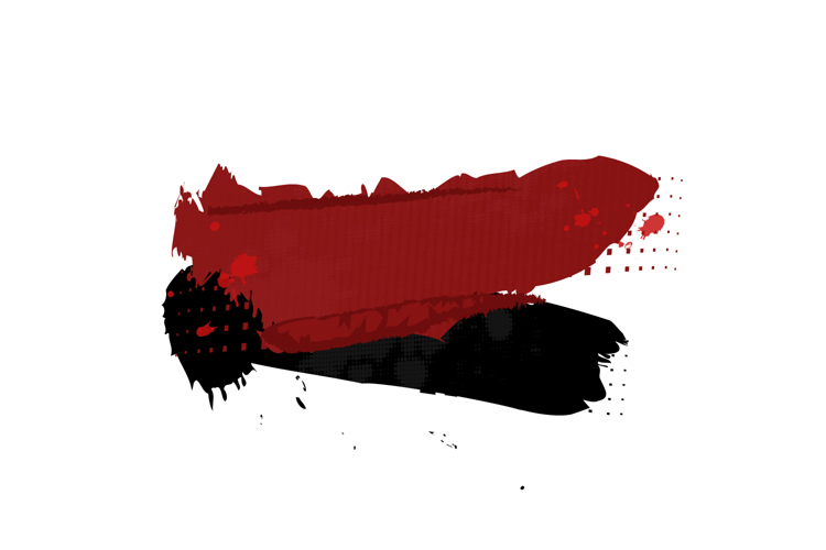Red and black brush ink stroke abstract element graphic