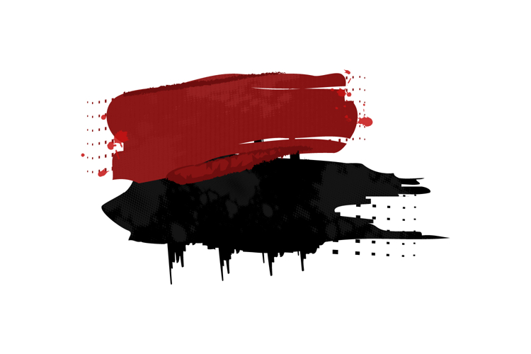 Red and black brush stroke abstract element background