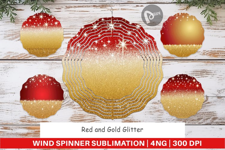 Wind Spinner Red and Gold Glitter