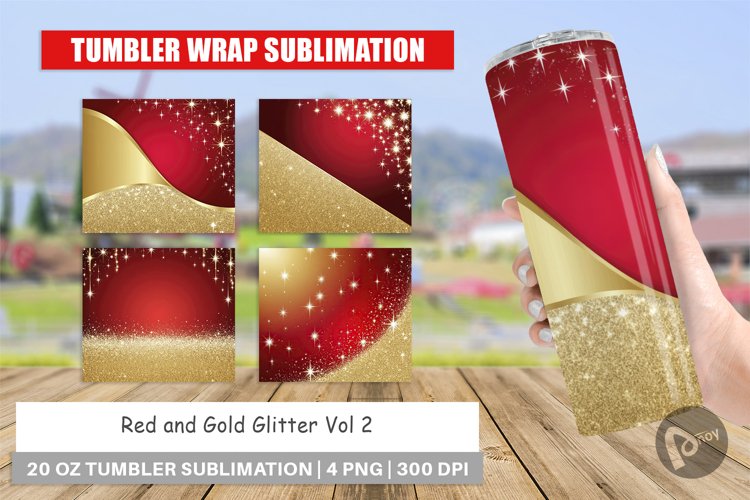 Tumbler Wrap Red and Gold Glitter