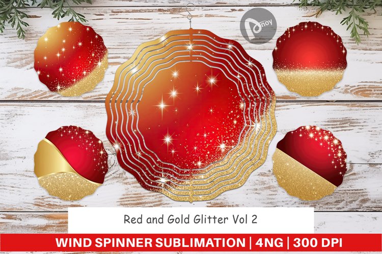 Wind Spinner Red and Gold Glitter