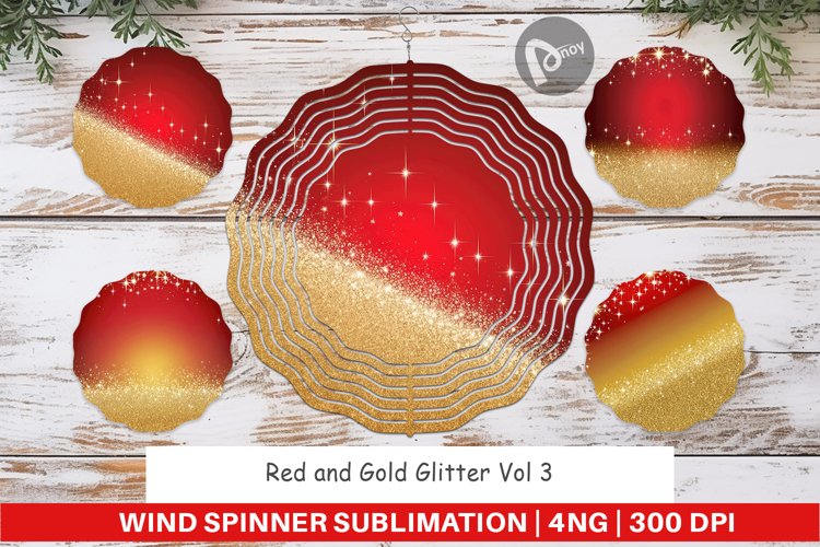 Wind Spinner Red and Gold Glitter
