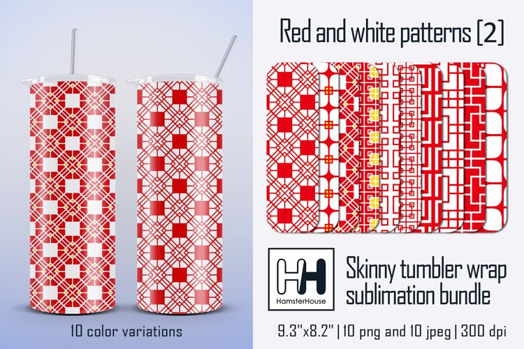 Red and white patterns in chinese style 2, tumbler wrap example image 1
