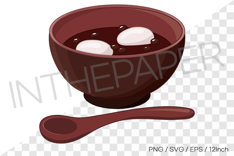 Warm red bean porridge with rice ball PNG SVG Korean clipart