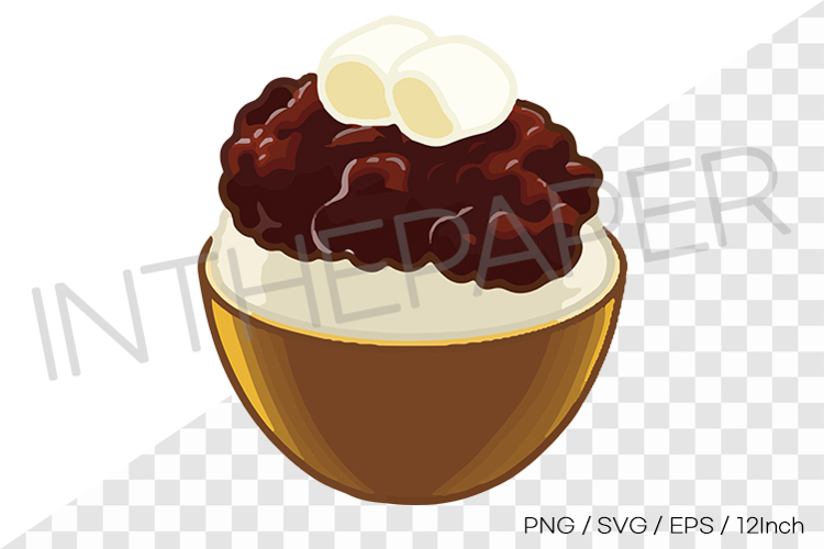 Red bean shaved ice bingsu PNG SVG clipart korean food snack