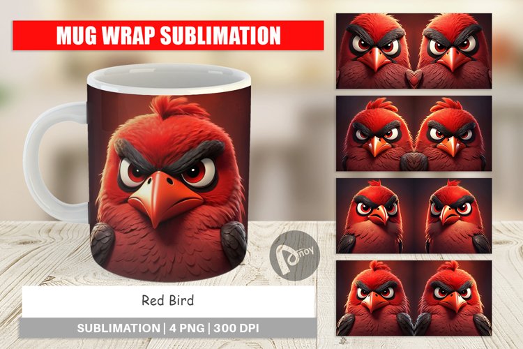 Mug Wrap Design Red Bird