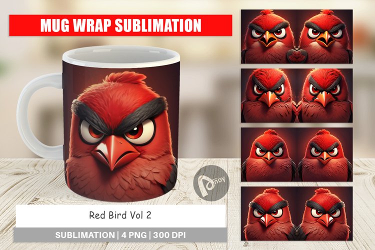 Mug Wrap Design Red Bird
