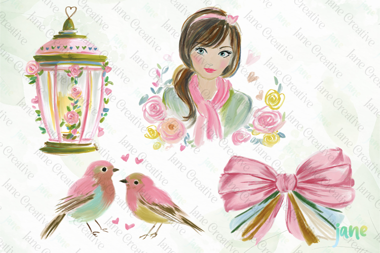 Red & Blush Florals Watercolor Clipart