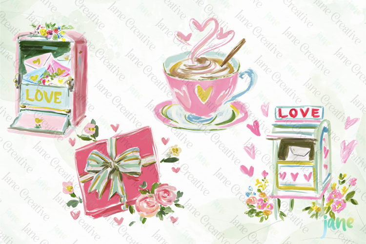 Red & Blush Florals Watercolor Clipart