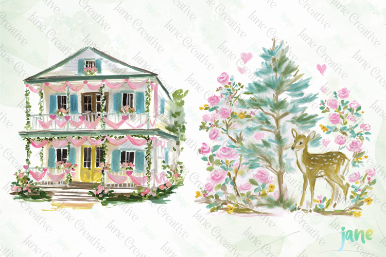 Red   Blush Florals Watercolor Clipart