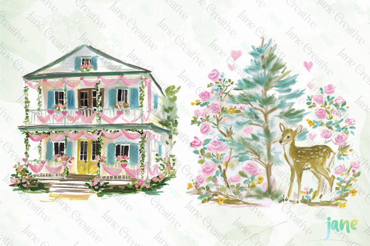 Red & Blush Florals Watercolor Clipart