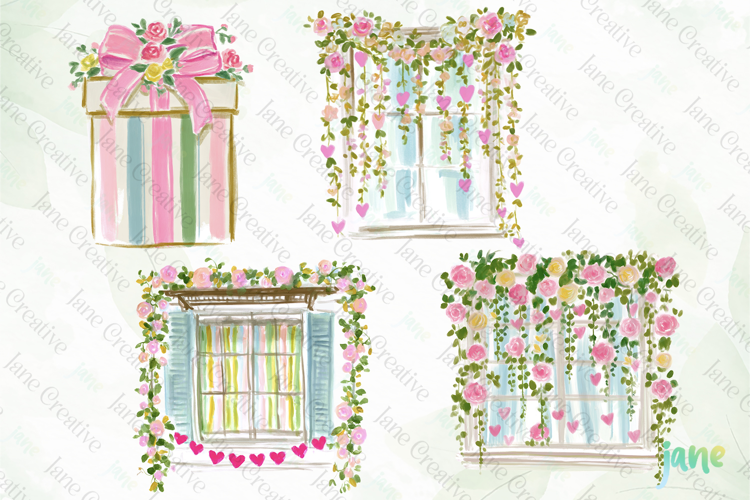 Red & Blush Florals Watercolor Clipart
