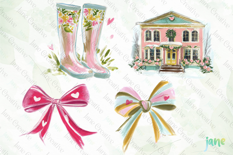 Red & Blush Florals Watercolor Clipart