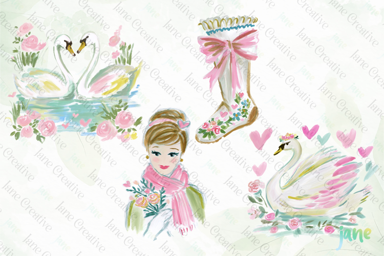 Red & Blush Florals Watercolor Clipart