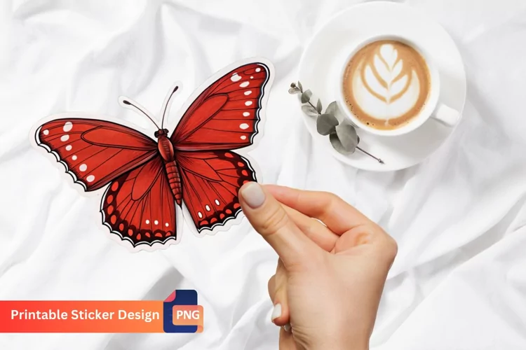 Red Butterfly Sticker, Butterfly Vinyl Decal Sticker