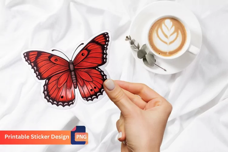Red Butterfly Sticker, Butterfly Vinyl Decal Sticker