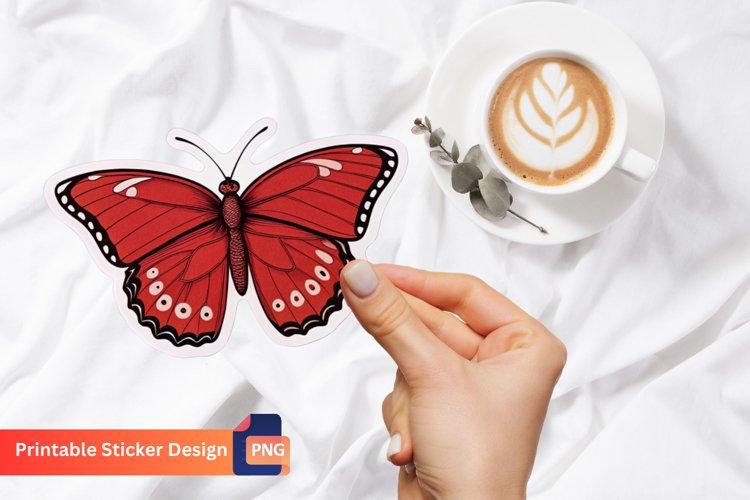 Red Butterfly Sticker, Butterfly Vinyl Decal Sticker example image 1