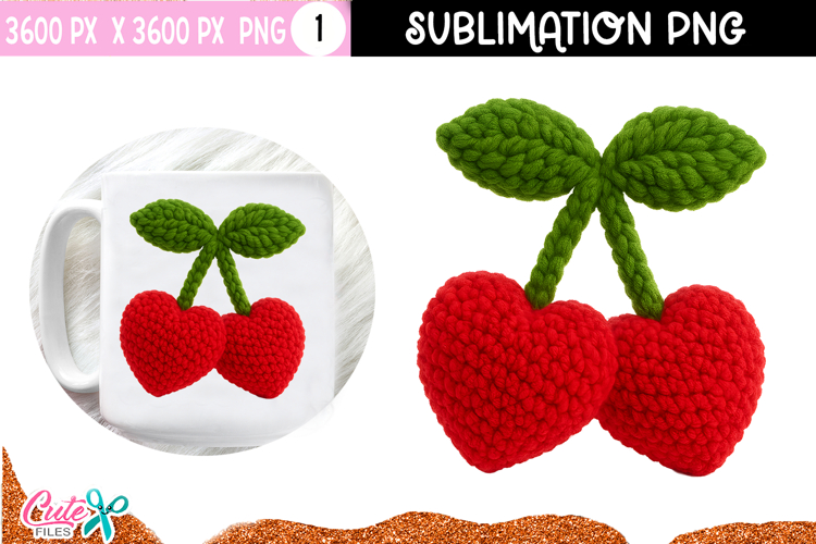 Red Cherry Crochet valentine Sublimation |DTF Transfer