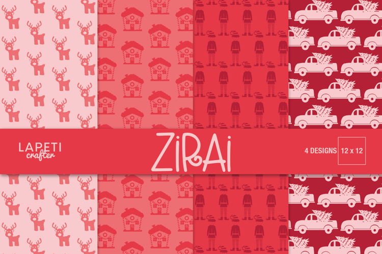 Red Christmas Digital Paper, Cute Holiday Pattern Background