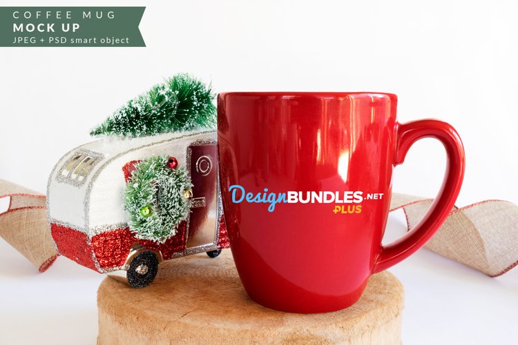 Red Coffee Mug Mock up for Christmas example image 1