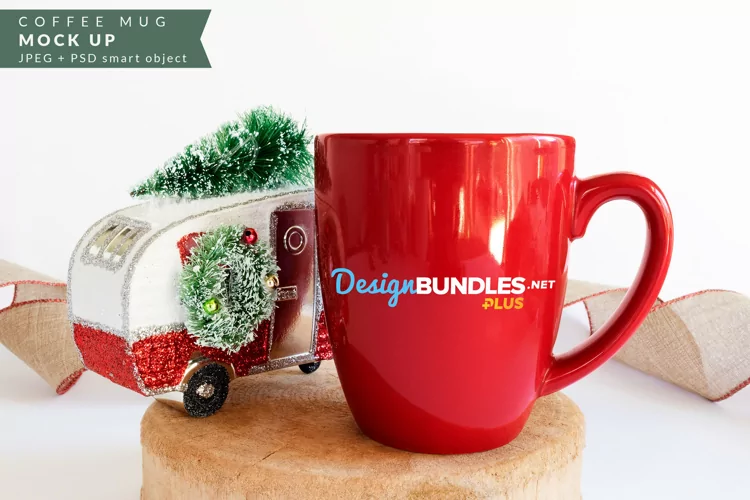 Red Coffee Mug Mock up for Christmas