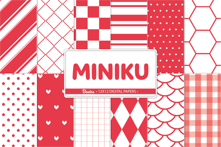 Red Digital Paper Pack, 12x12 Printable Craft Patterns