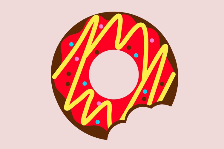Red Bitten Donut SVG | Chocolate Donut with Red Icing Cut Fi example image 1