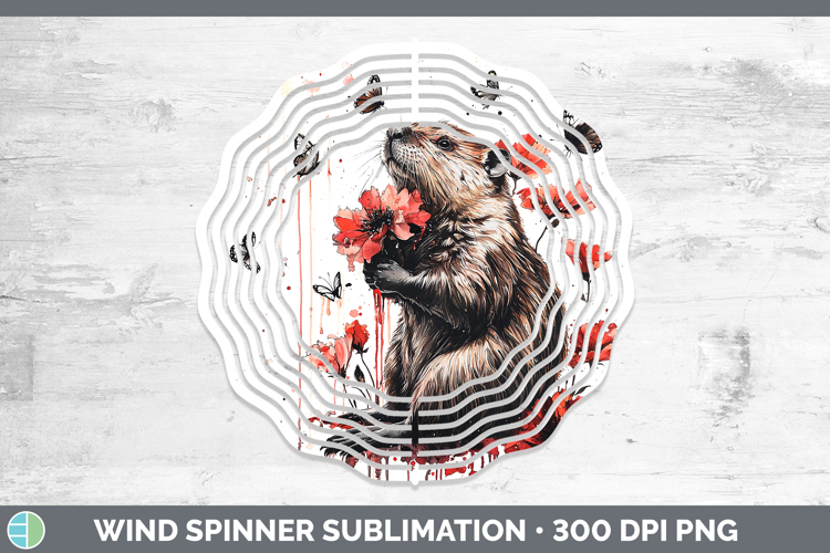 Red Drips Beaver Wind Spinner Sublimation Spinner Designs