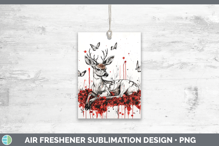 Red Drips Deer Air Freshener Sublimation Car Freshener Desig